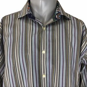 Thomas Dean men’s dress shirt XL contrast collar & cuffs